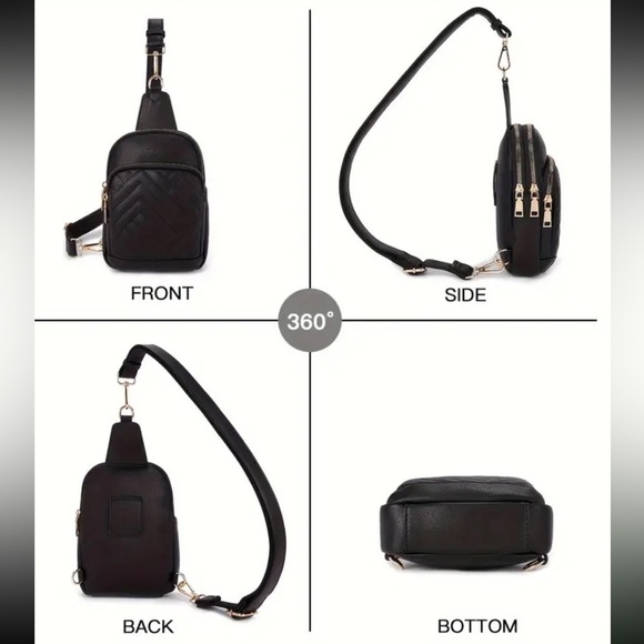 Brown Vegan Leather Quilted Crossbody Bag - Picture 6 of 6